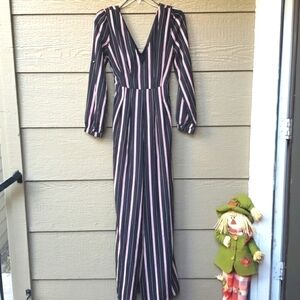 Xtaren black strip jumpsuit NWT small S